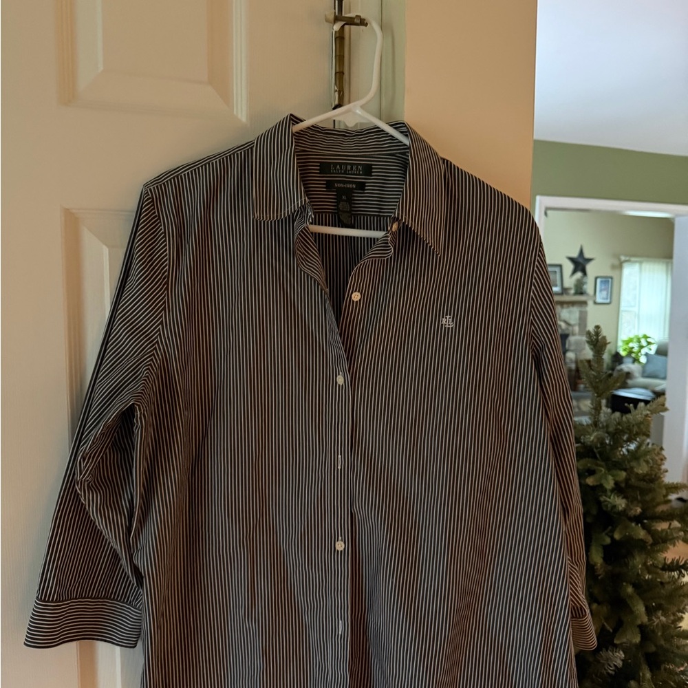 Lauren Ralph Lauren Black and White Striped Shirt